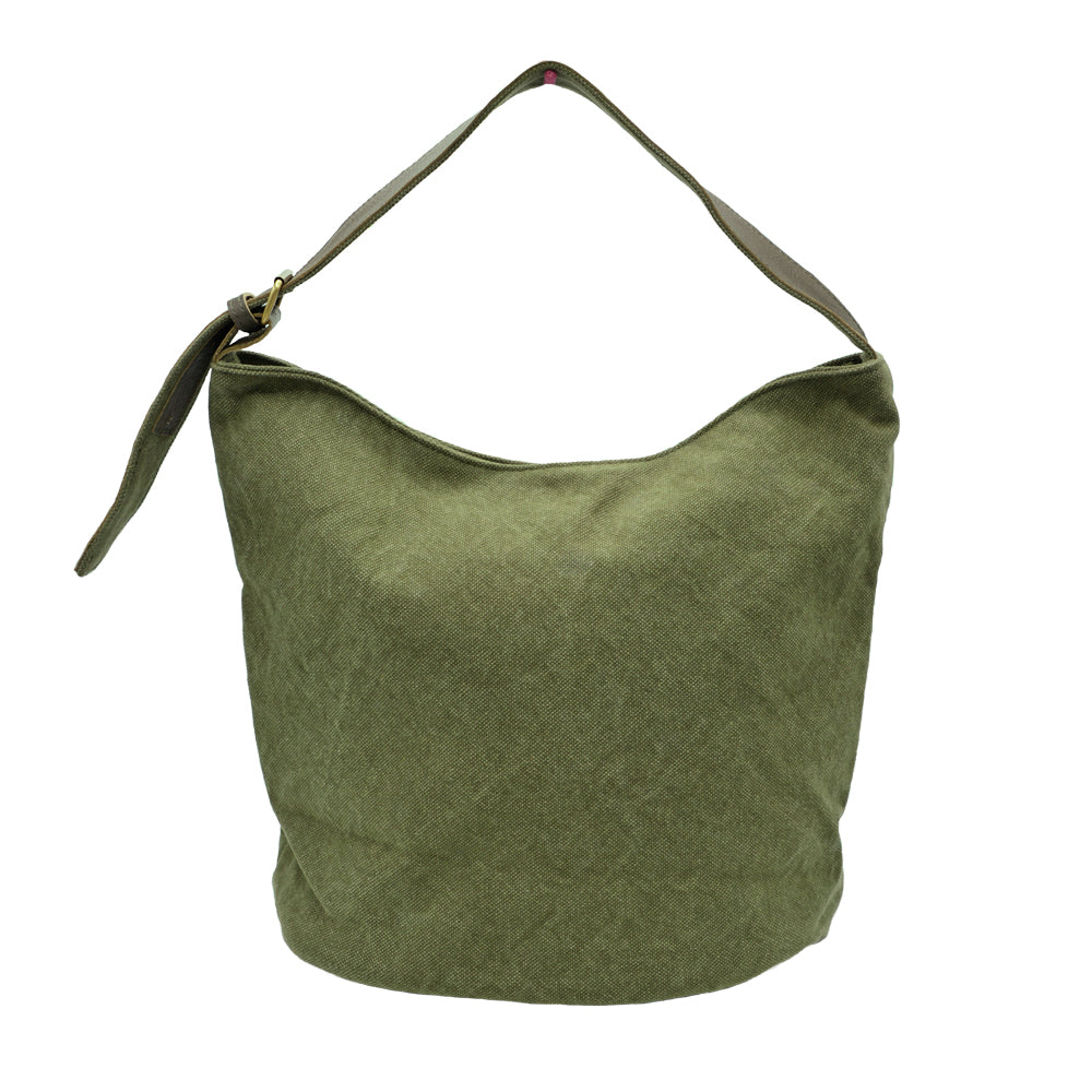 Leather base canvas bag