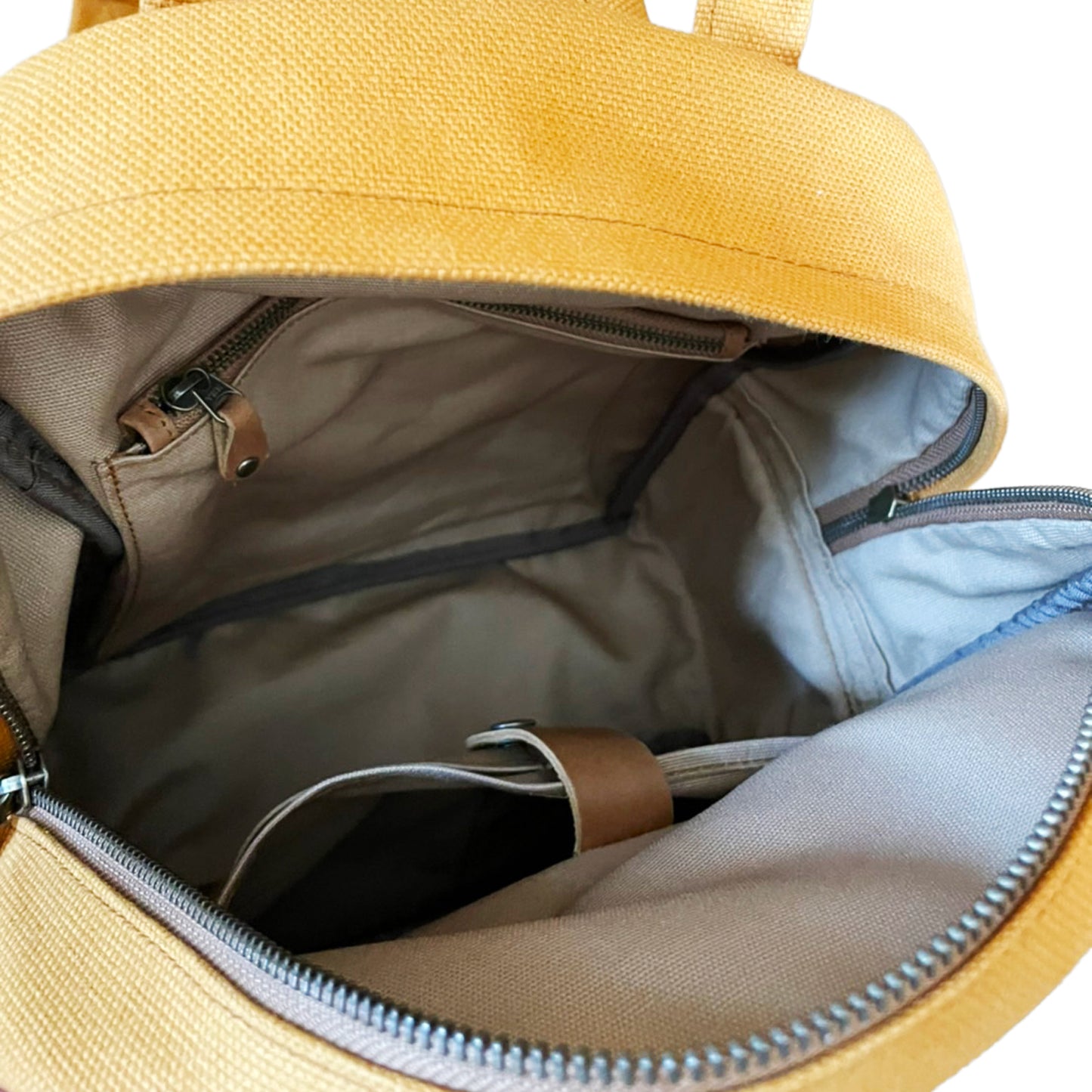 Leather trim small backpack