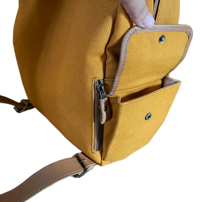 Leather trim small backpack