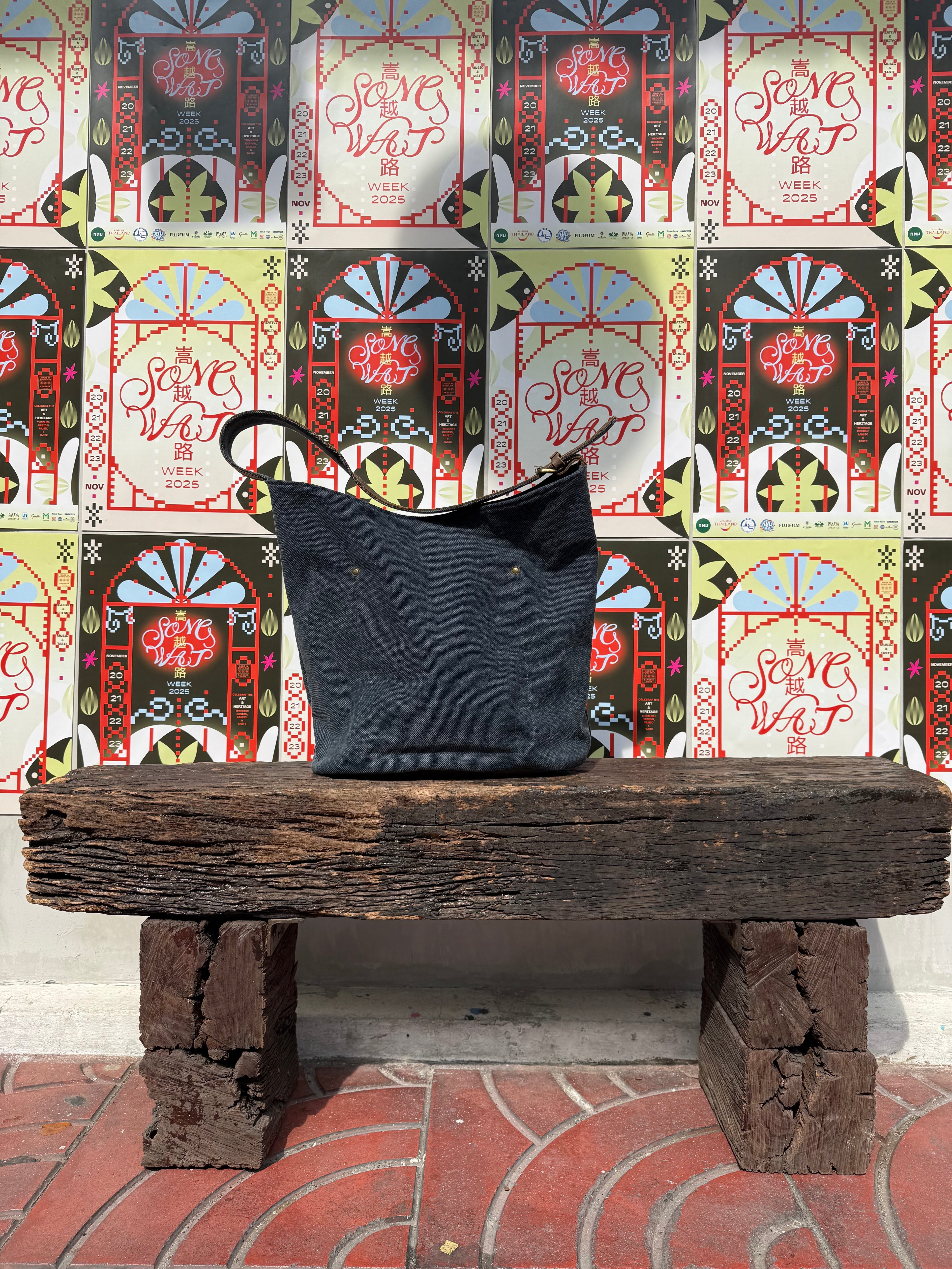 Leather Base Canvas Bag