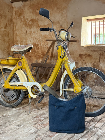 Leather base canvas bag