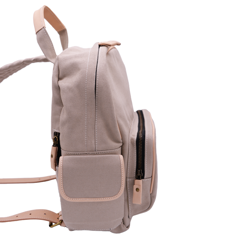 Leather trim small backpack