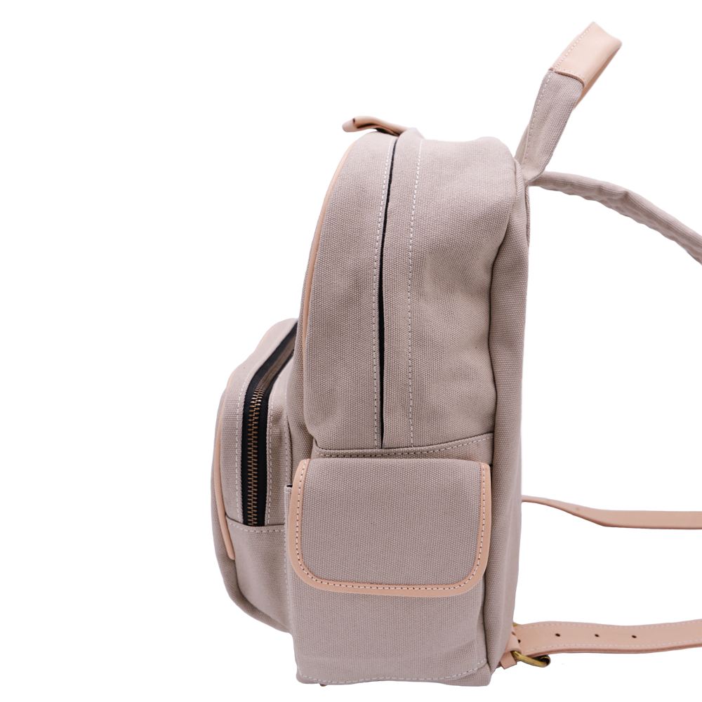 Leather trim small backpack