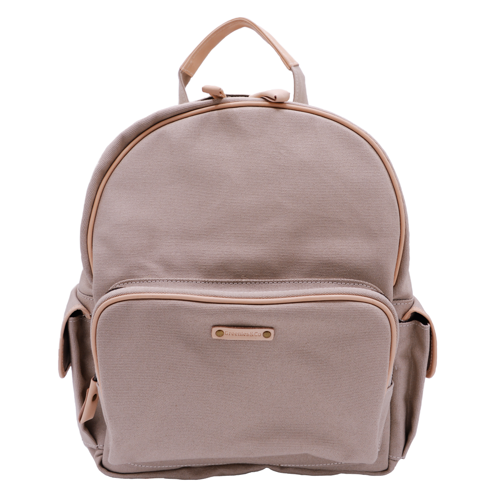 Leather trim small backpack